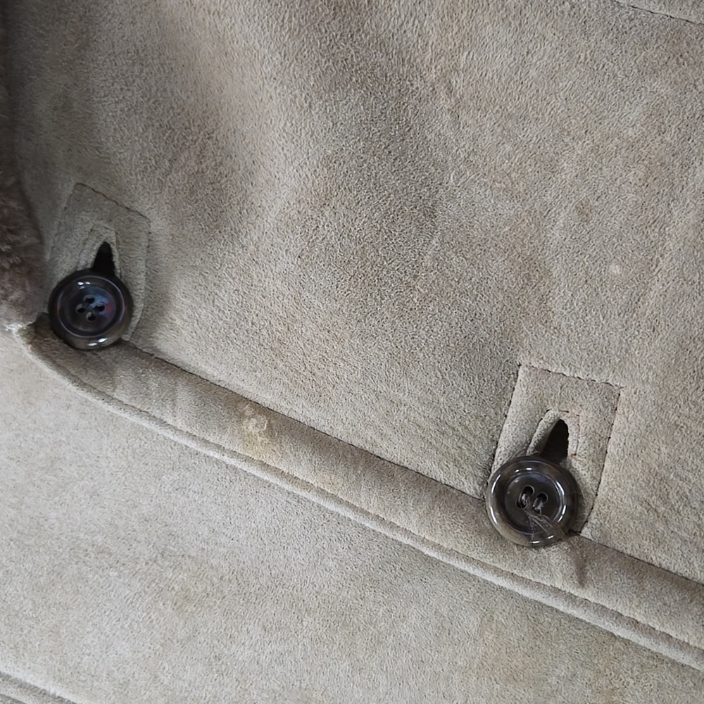 70s Suede Jacket Leather Coat Mouton Shearling Lining 1970 Retro Boho Hippie - Picture 6 of 17